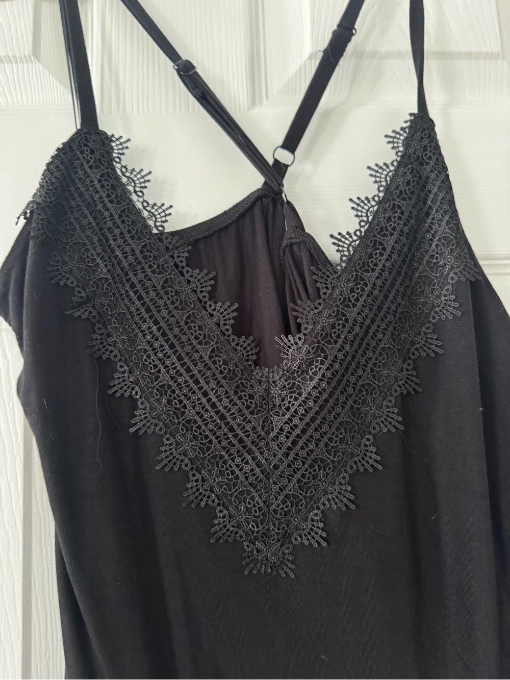 Black Lace V-Neck Cami Tank Top - Unbranded